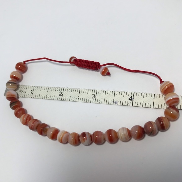 Semiprecious Crystal Stone Banded Carnelian Agate Ball Beads Bracelet 7 to 10”L - Picture 16 of 16
